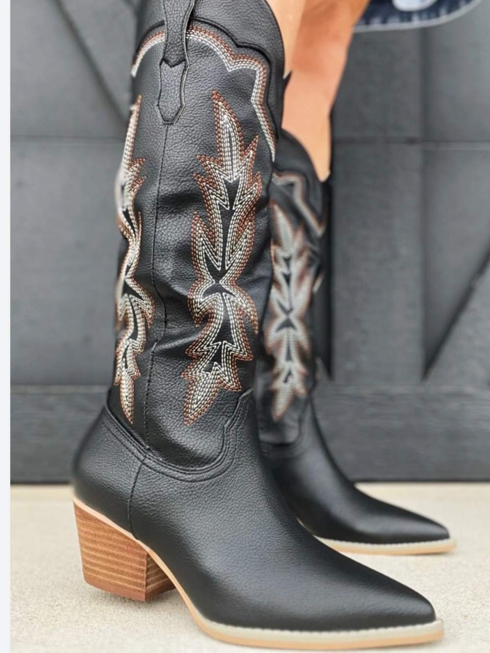 Oasis Society Ainsley embroidered cowboy boots in black